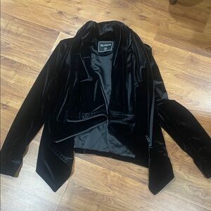 Blank NYC Black Velvet Open-Front Blazer Jacket